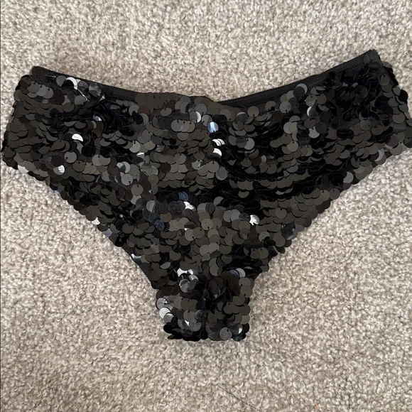 Black Sequin Booty Shorts - Picture 2 of 6